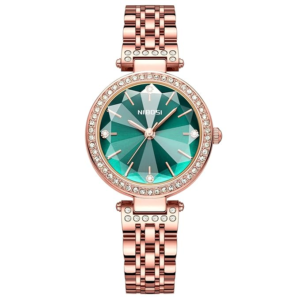 Luxury Emerald Green Dial Women’s Watch with Rose Gold Strap | Mom Fashion Store